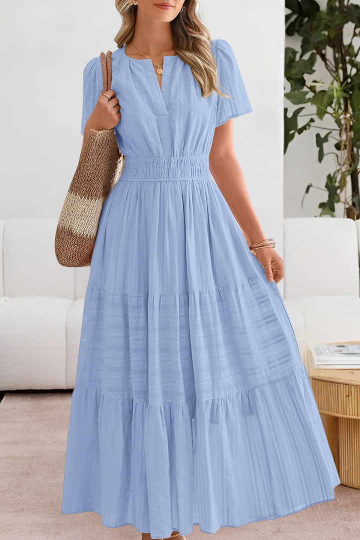 Chloe Evans | Tiered Flutter-Sleeve Maxi Dress For Women