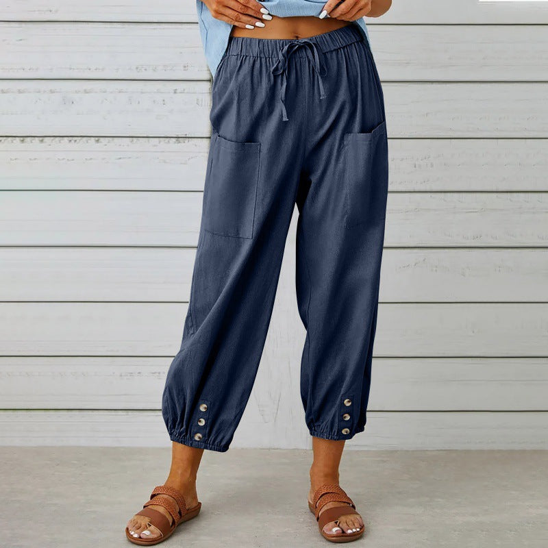 Lauren Cooper | Relaxed Drawstring Cropped Trousers For Women