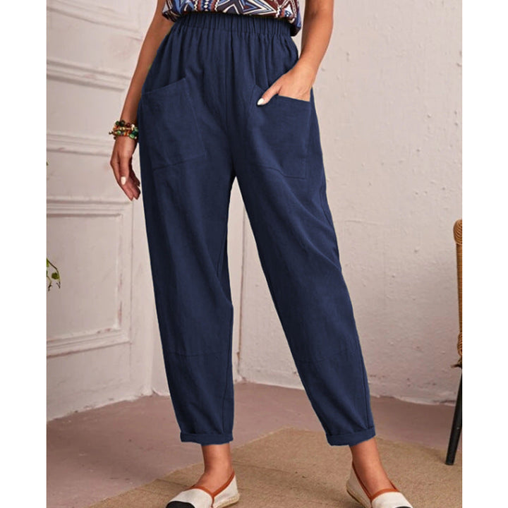 Elise Monroe | Cotton Linen Elastic-Waist Pants For Women