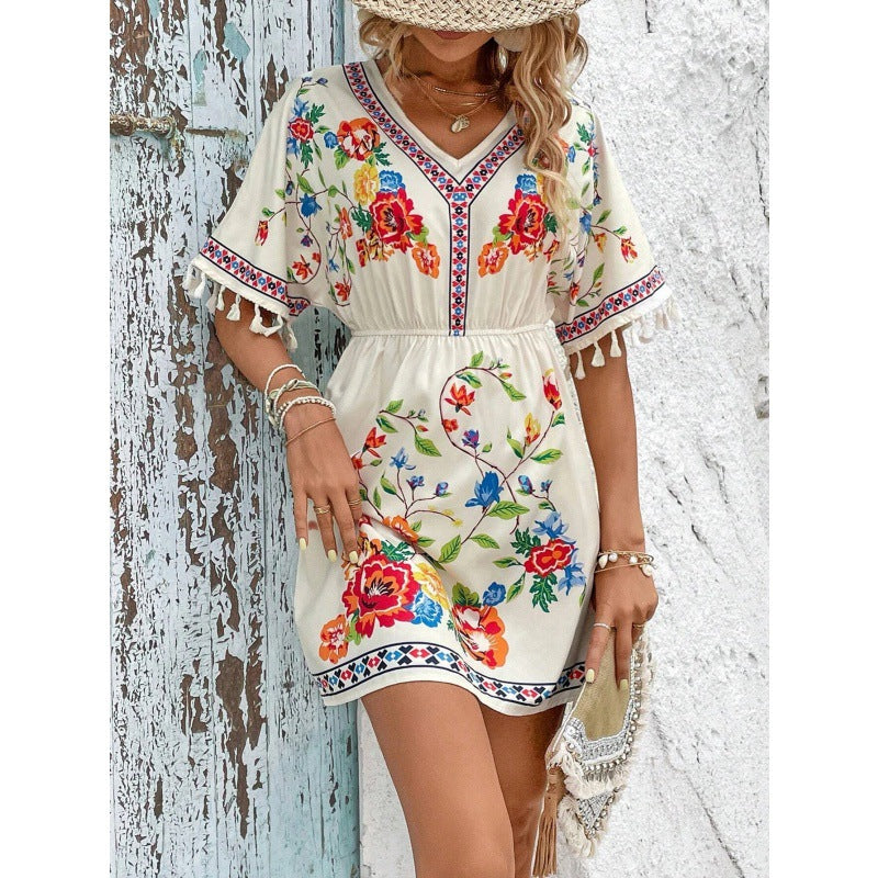Isla Pemberton | Boho Floral Mini Dress For Women