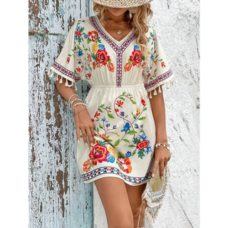 Isla Pemberton | Boho Floral Mini Dress For Women