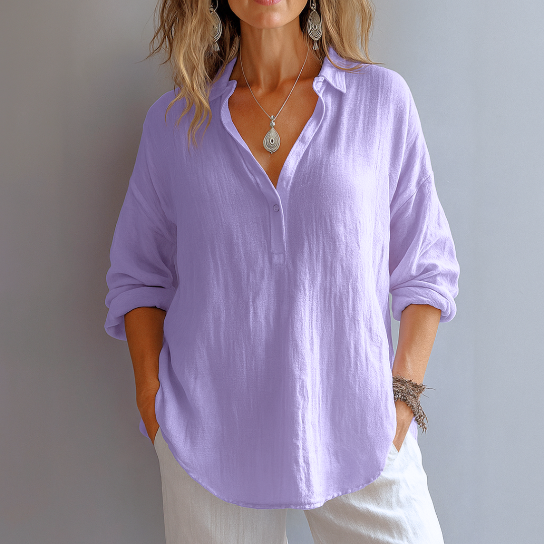 Elise Moreau | Blush Linen Relaxed Shirt with Effortless Elegance For Women