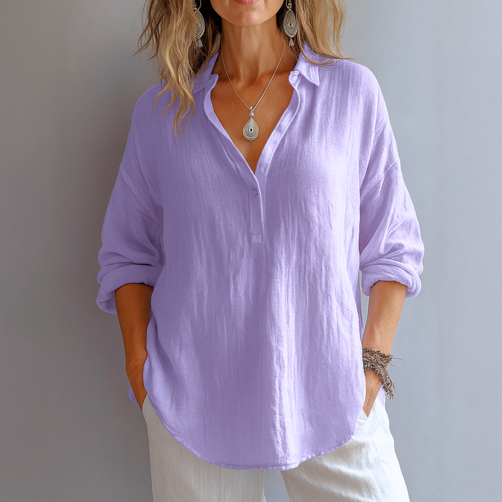 Elise Moreau | Blush Linen Relaxed Shirt with Effortless Elegance For Women
