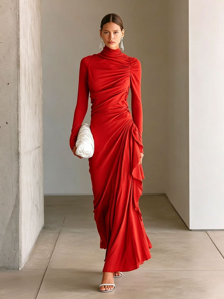Imogen Wright | High-Neck Draped Maxi Dress For Women