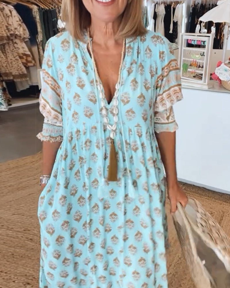 Claire Bishop | Chic Floral V-Neck Midi Dress For Women
