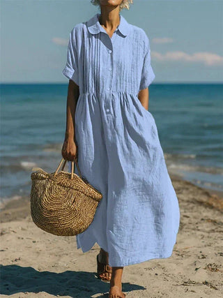 Harper Sutton | Pintuck Linen Maxi Shirt Dress For Women