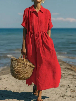 Harper Sutton | Pintuck Linen Maxi Shirt Dress For Women