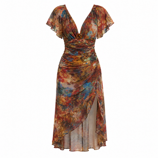 Amelia Jones | Floral V-Neck Midi Dress For Women