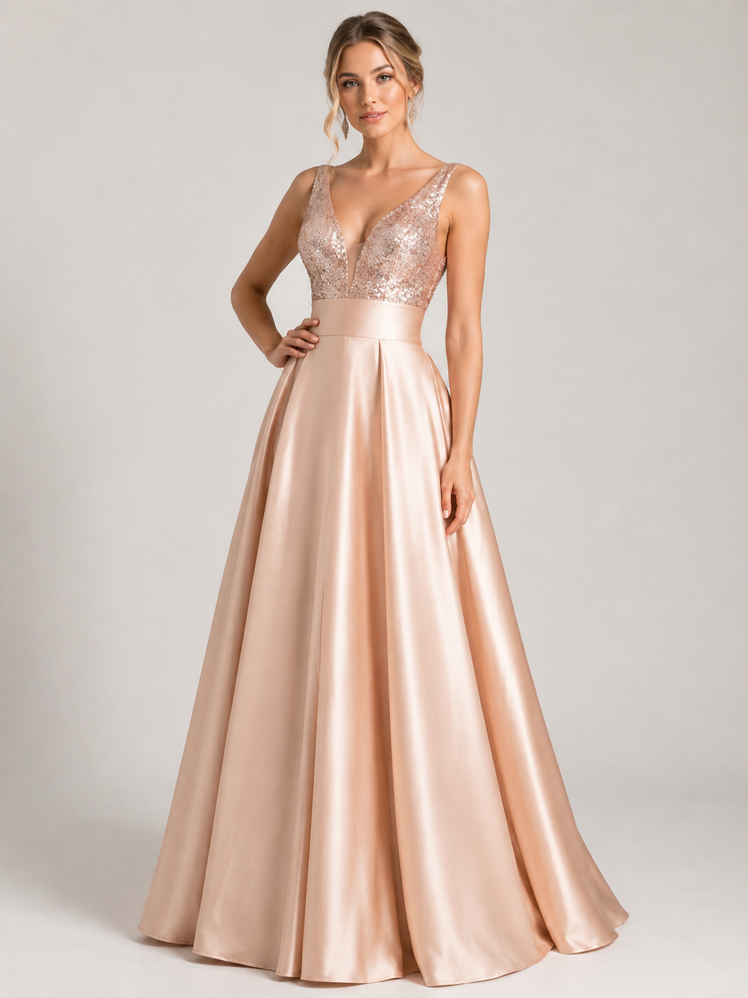 Amelia Robertson | Sequined Gown Formal Maxi Dress For Women