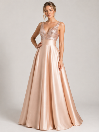 Amelia Robertson | Sequined Gown Formal Maxi Dress For Women