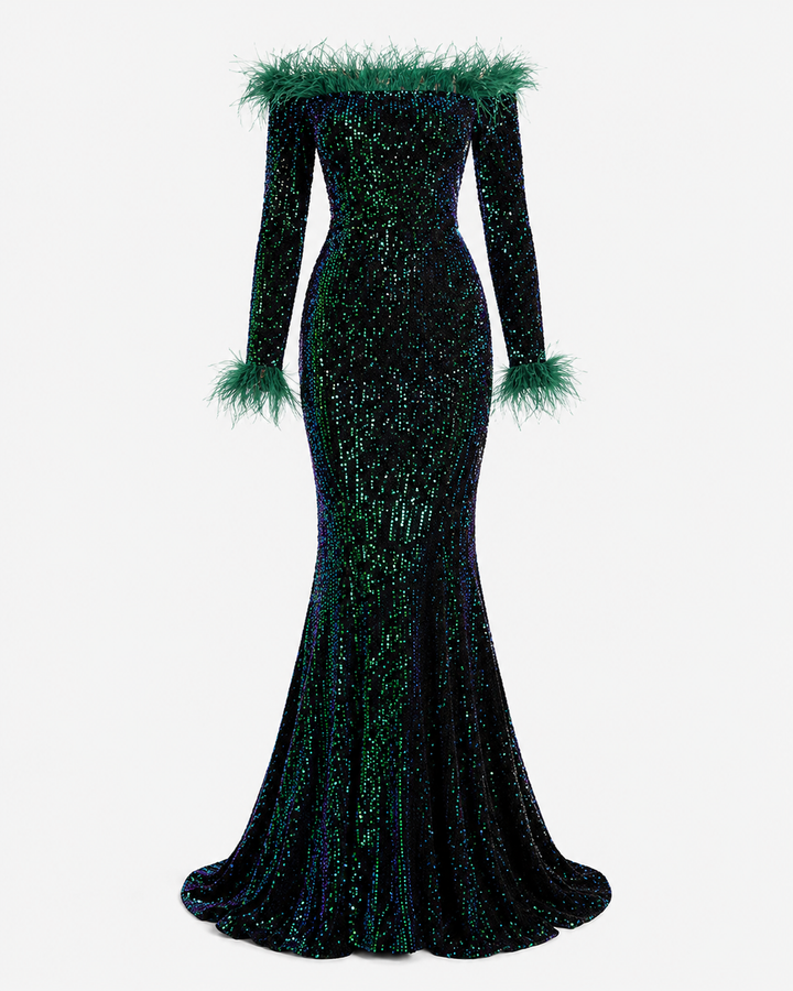 Amelia Sinclair | Off-Shoulder Sequin Mermaid Gown For Women