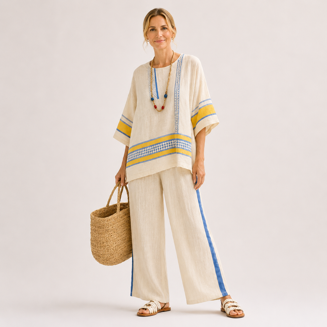 Amelia Paterson | Linen Striped Two-Piece Set For Women