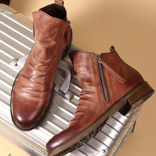 Sebastian Moretti | Vintage Side-Zip Leather Boots For Men