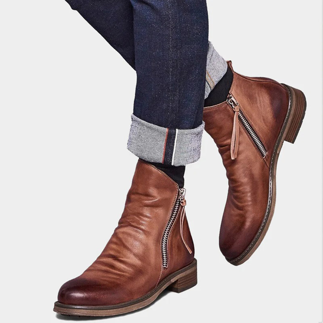 Sebastian Moretti | Vintage Side-Zip Leather Boots For Men