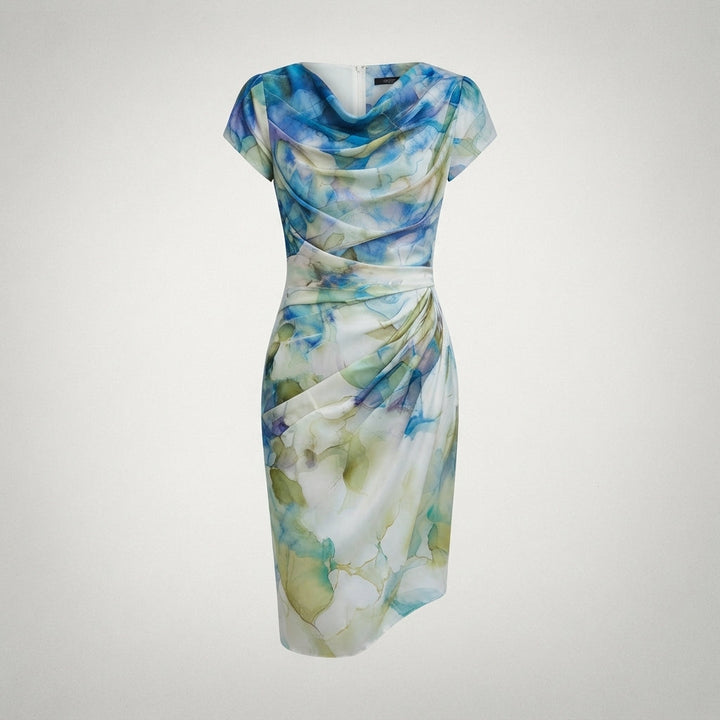 Ava Brown | Floral Cowl Neck Bodycon Midi Dress For Women