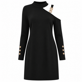 Ava Jones | Cold-Shoulder Buckle Midi Dress For Women