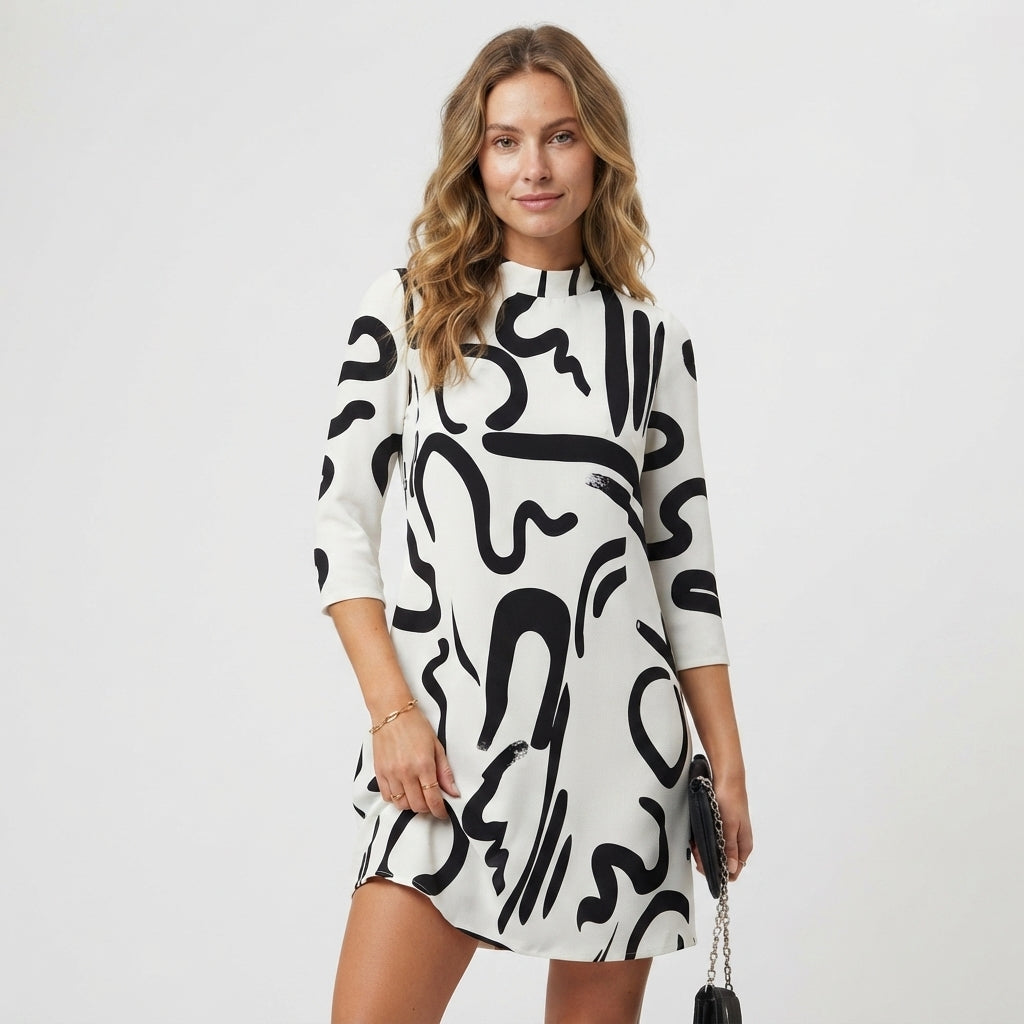 Ava Taylor | Abstract Print Mini Dress For Women