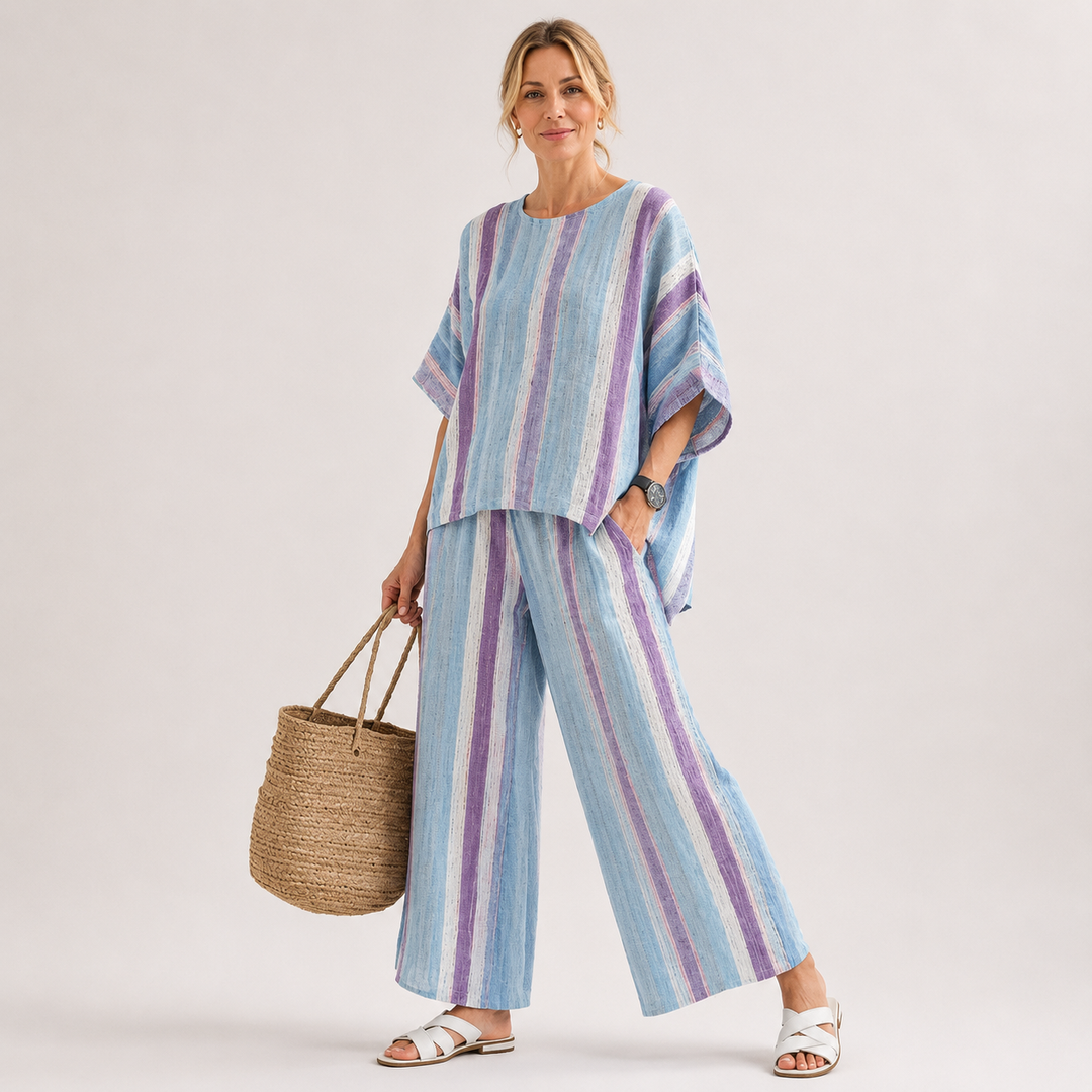Ava Richardson | Striped Linen Two-Piece Set For Women