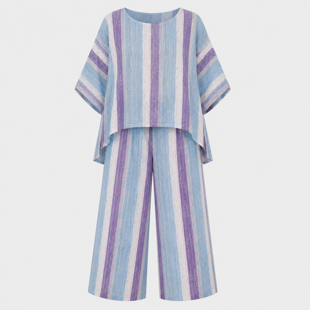 Ava Richardson | Striped Linen Two-Piece Set For Women