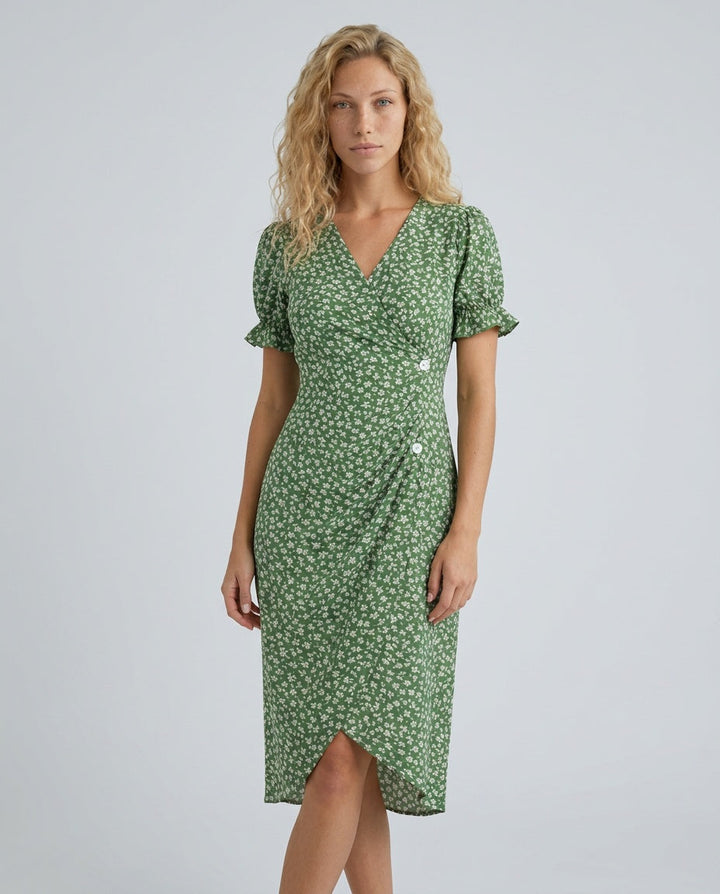 Chloe Harrington | Floral Ruffle Sleeve Midi Dress For Women