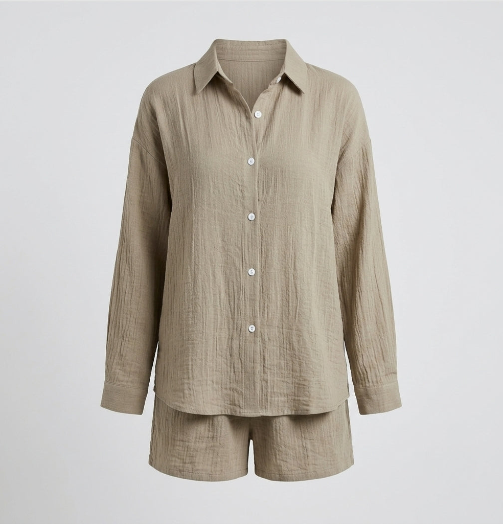 Brooke Lawson | Linen-Look Shirt & Shorts Set For Women