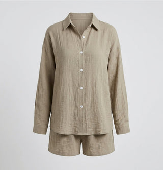 Brooke Lawson | Linen-Look Shirt & Shorts Set For Women