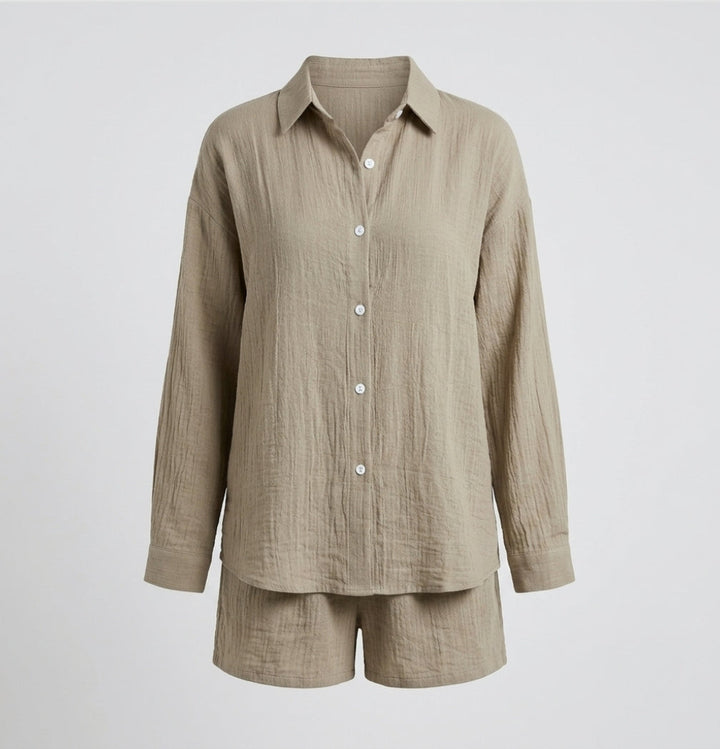 Brooke Lawson | Linen-Look Shirt & Shorts Set For Women