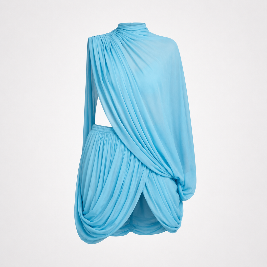 Brooke Tindall | Draped Chiffon Mini Dress Set For Women