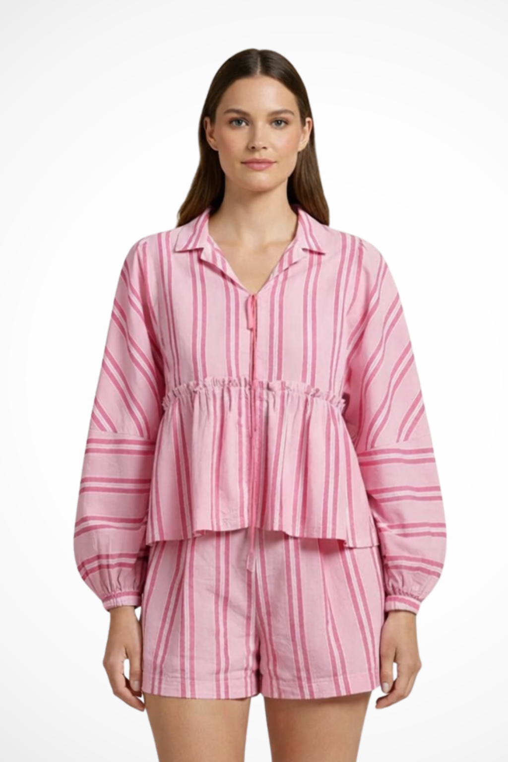 Ava Thornton | Striped Cotton Lounge Set For Women