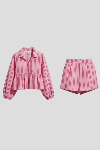 Ava Thornton | Striped Cotton Lounge Set For Women