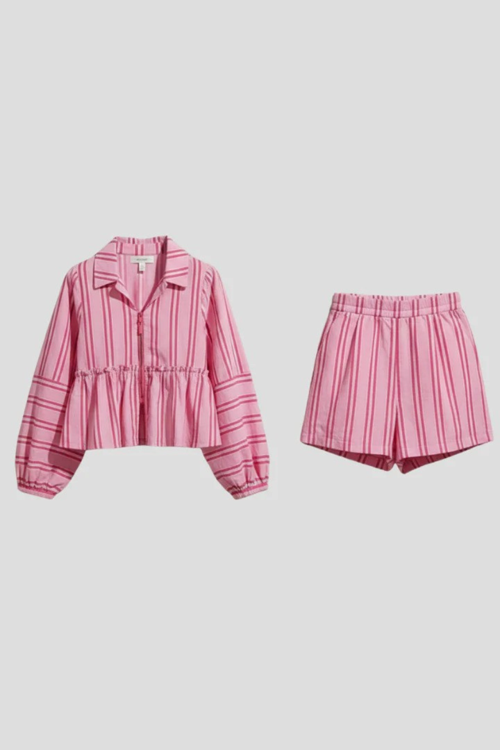 Ava Thornton | Striped Cotton Lounge Set For Women