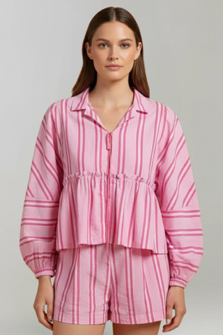 Ava Thornton | Striped Cotton Lounge Set For Women