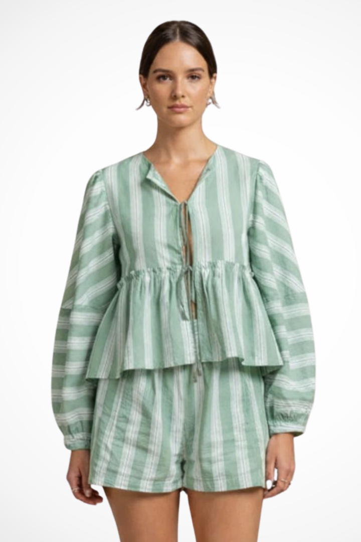 Ava Thornton | Striped Cotton Lounge Set For Women