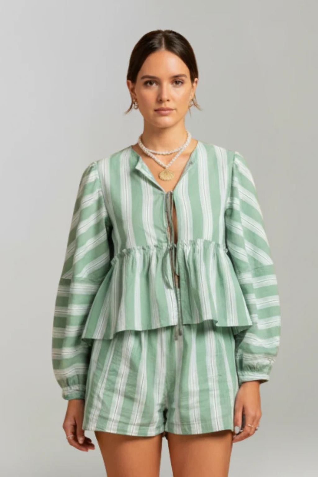 Ava Thornton | Striped Cotton Lounge Set For Women