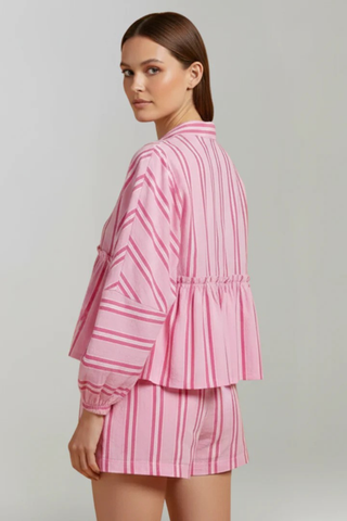 Ava Thornton | Striped Cotton Lounge Set For Women