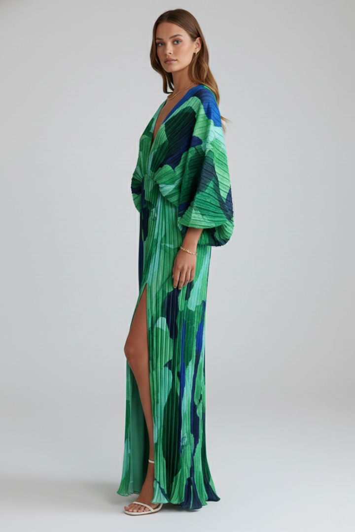 Matilda Parker | Pleated V-Neck Maxi Dress For Women