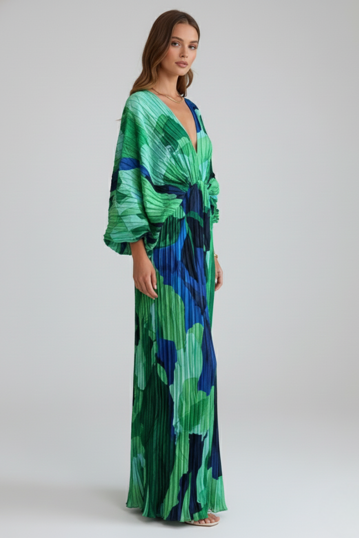 Matilda Parker | Pleated V-Neck Maxi Dress For Women