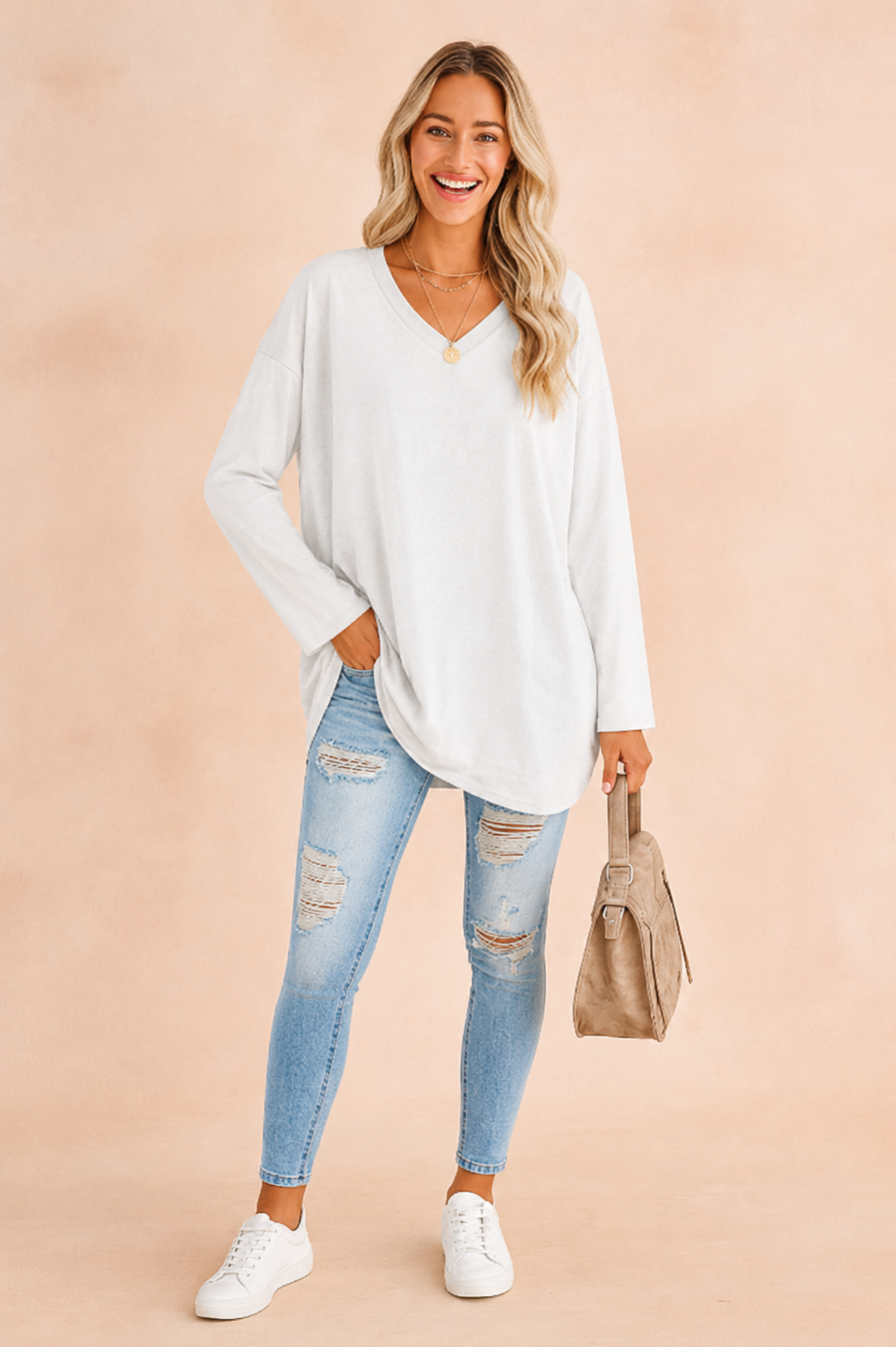 Sophie Laurent | Relaxed Long Sleeve Tunic Top For Women