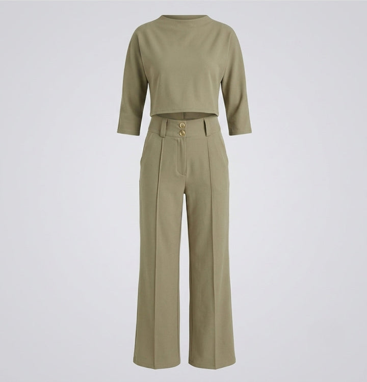 Charlotte Cooper | Cropped Top & High-Waisted Trousers Set For Women
