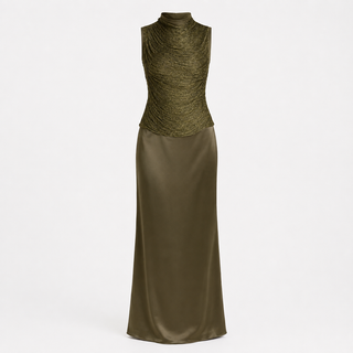 Charlotte Drummond | Ruched Tassel Top & Satin Maxi Skirt Set For Women
