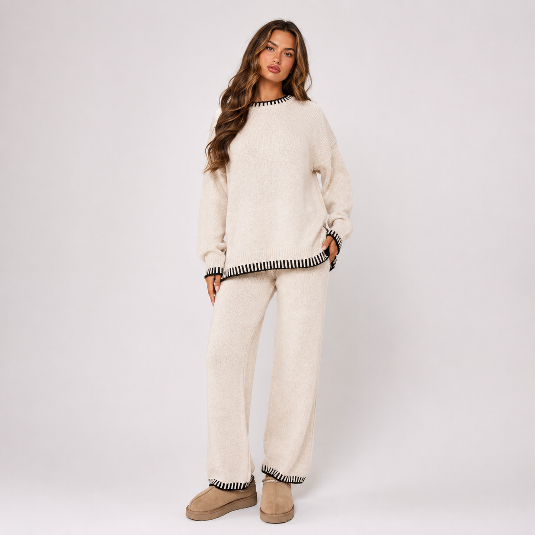 Charlotte Reid | Oversized Knit Wide Leg Lounge Set For Women
