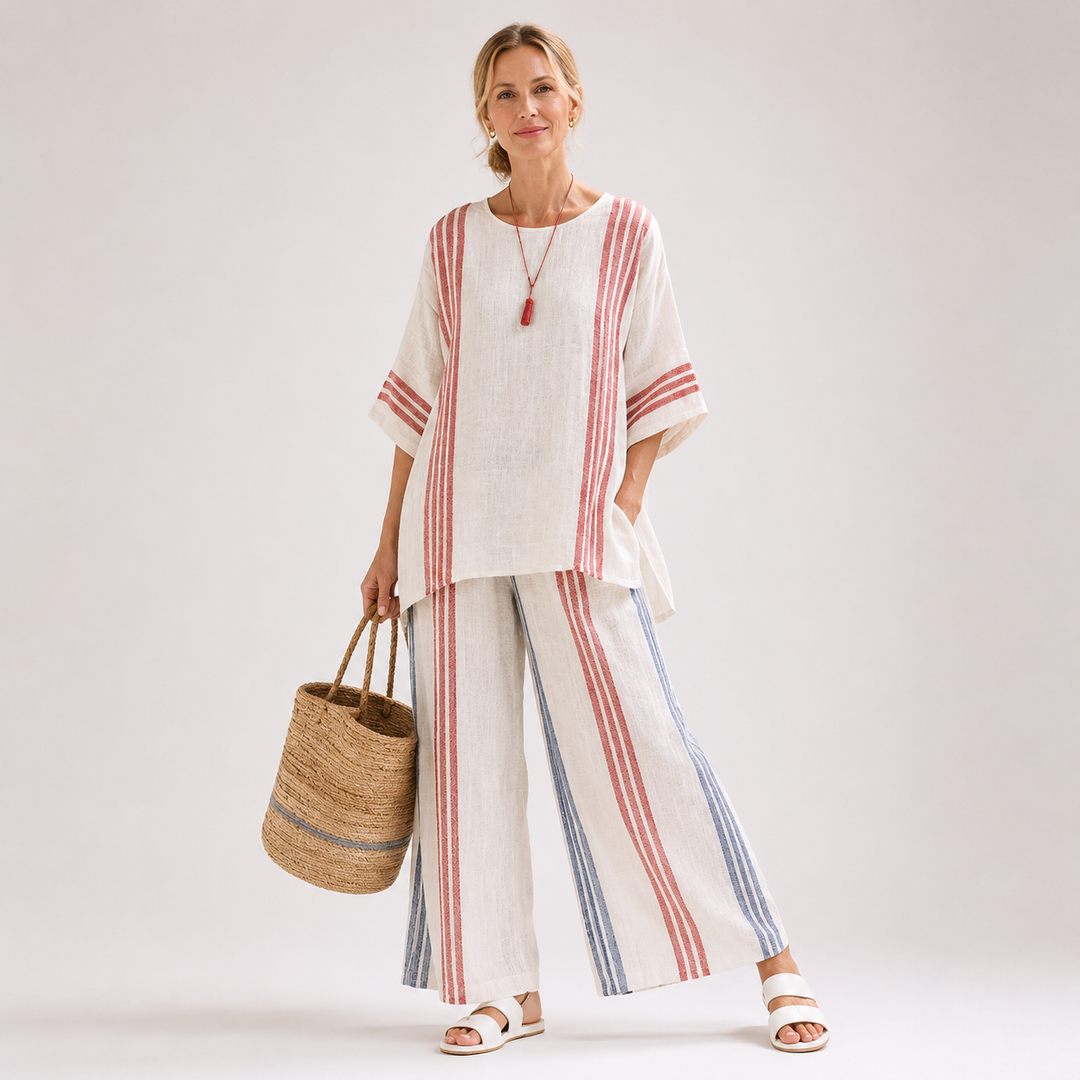 Charlotte Robertson | Striped Linen Two-Piece Set For Women