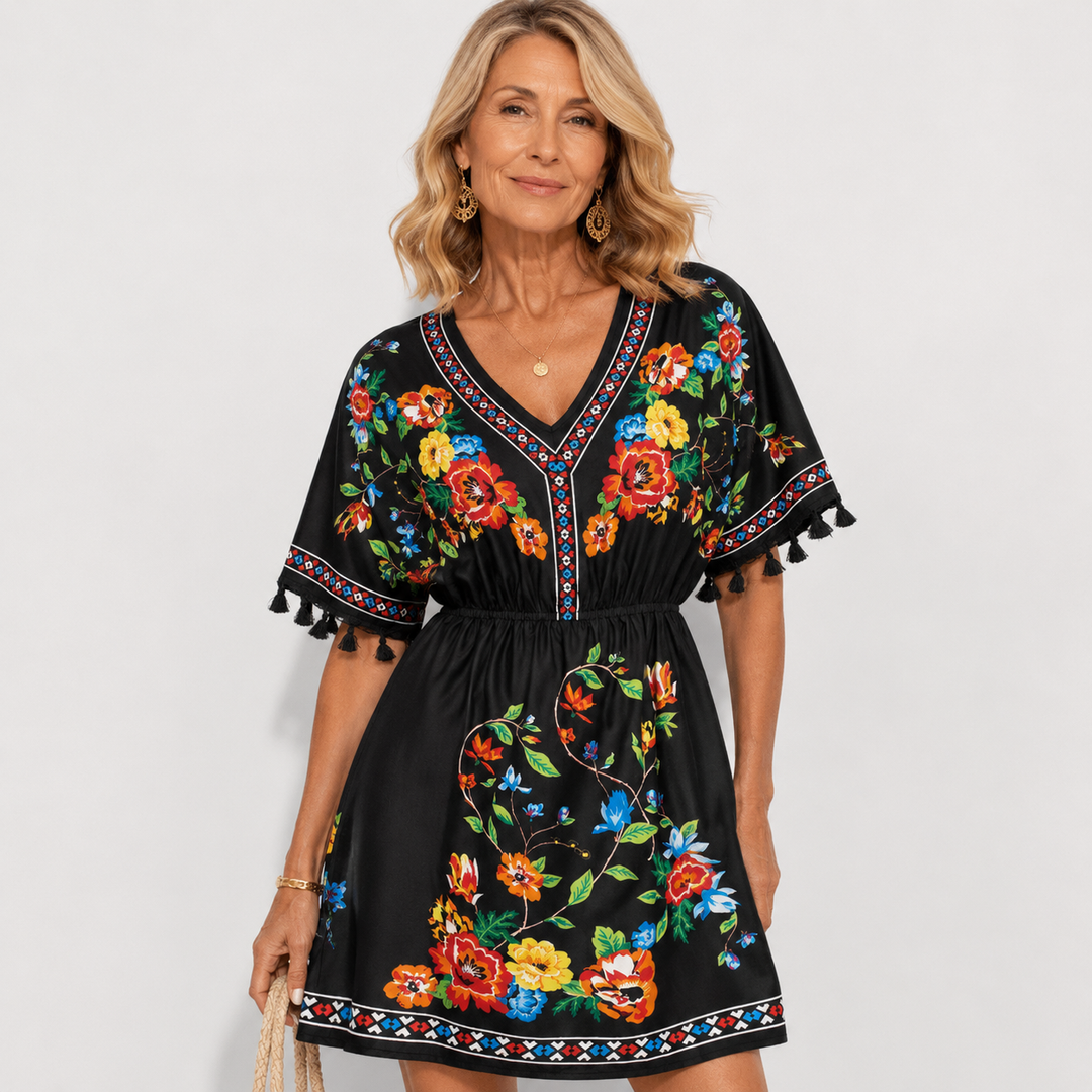 Isla Pemberton | Boho Floral Mini Dress For Women