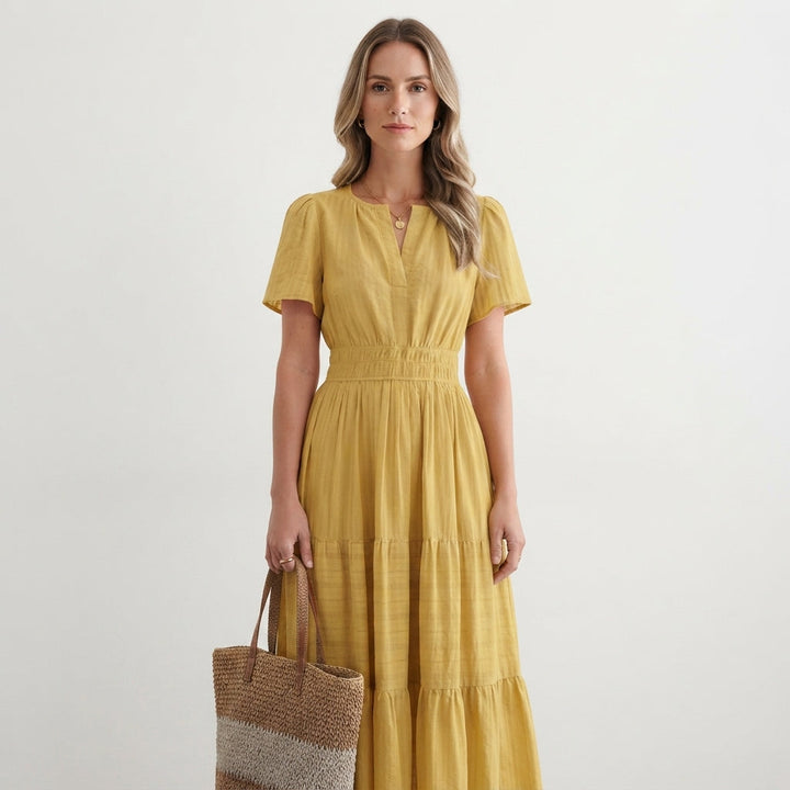Chloe Evans | Tiered Flutter-Sleeve Maxi Dress For Women