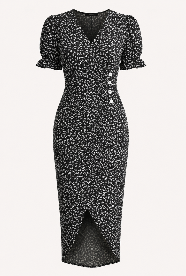 Chloe Harrington | Floral Ruffle Sleeve Midi Dress For Women
