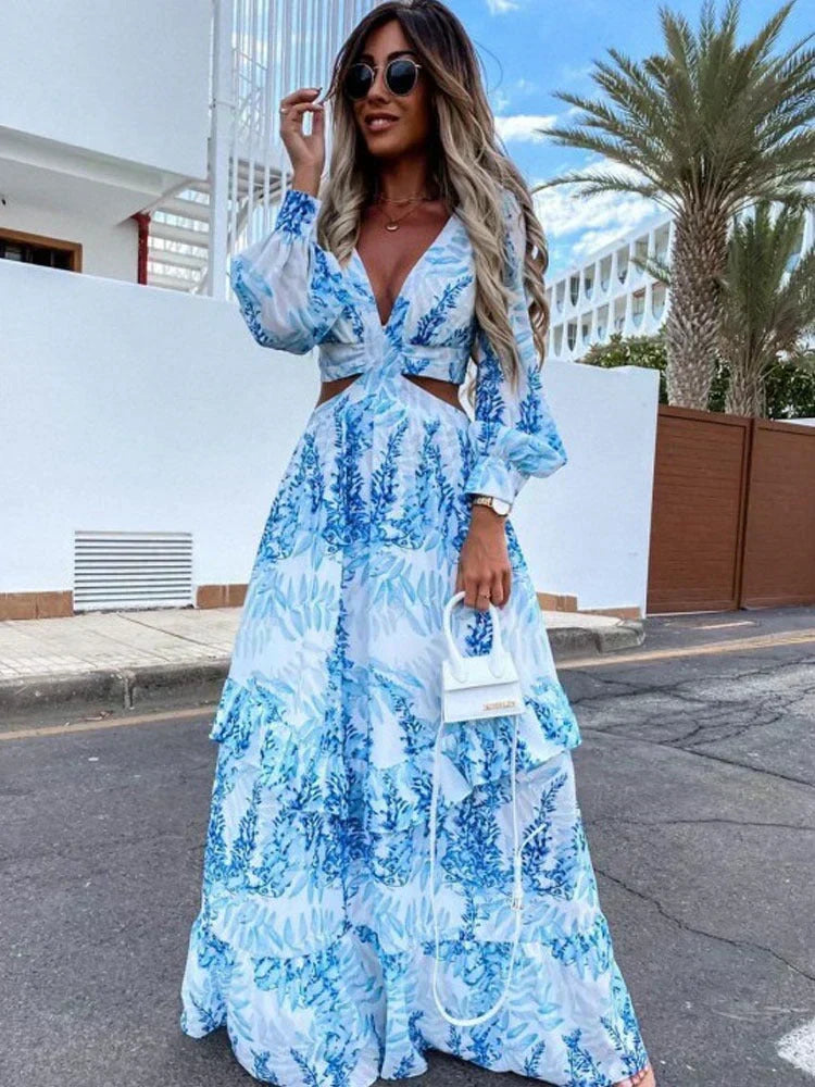 Sienna Whitmore | Floral Cut-Out Maxi Dress For Women
