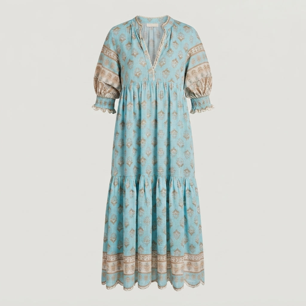 Claire Bishop | Chic Floral V-Neck Midi Dress For Women