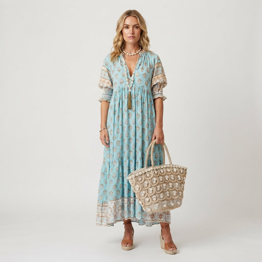 Claire Bishop | Chic Floral V-Neck Midi Dress For Women