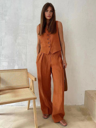 Sienna Holloway | Cotton Linen Two-Piece Set For Women