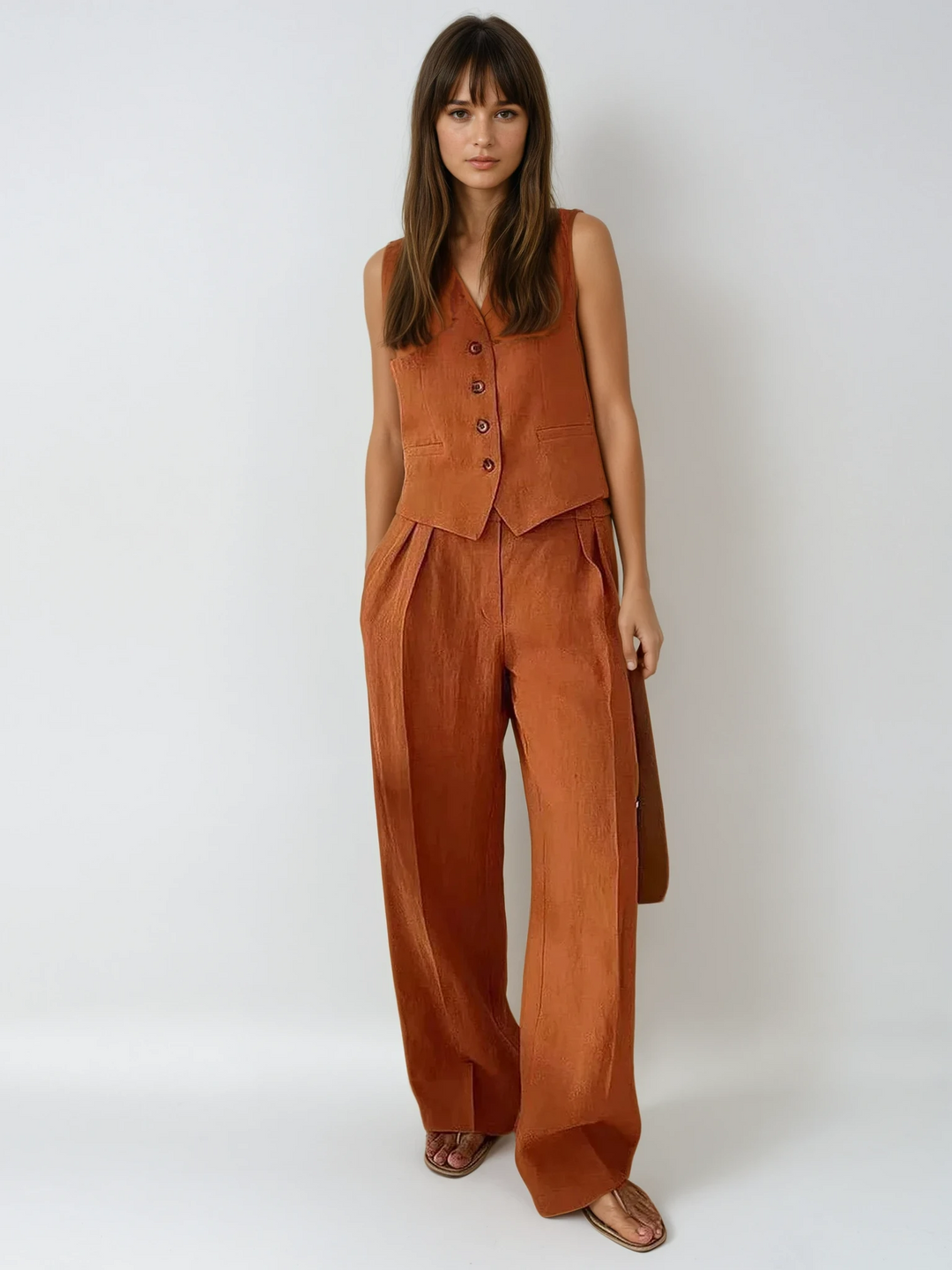 Sienna Holloway | Cotton Linen Two-Piece Set For Women